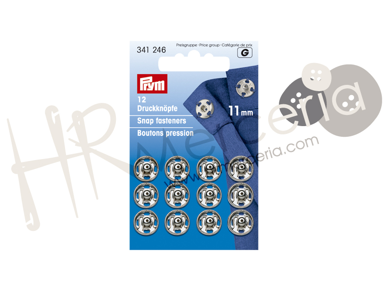 Broche presión latón inox 11 mm plateado Prym 12pz