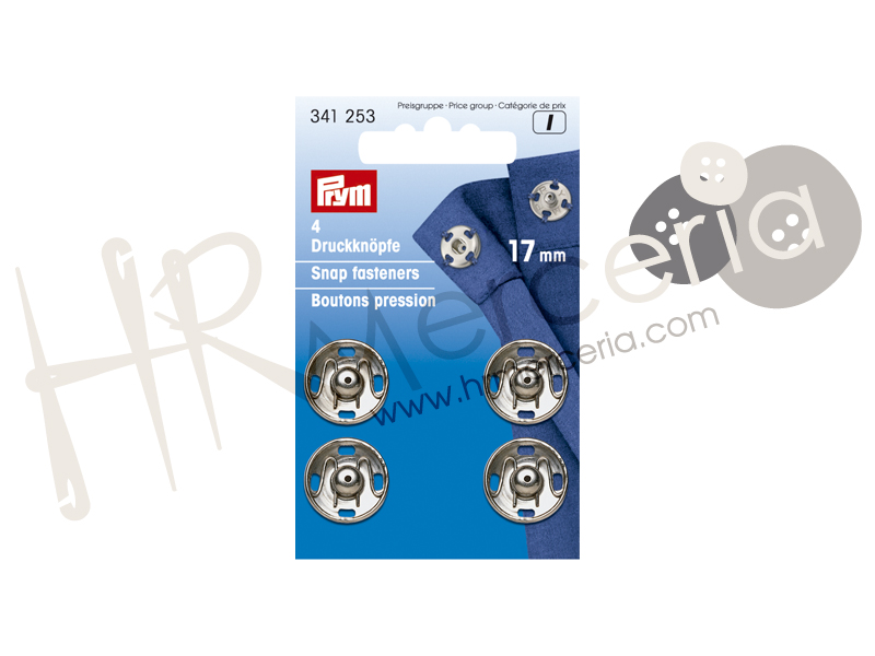 Broche presión latón inox 17 mm plateado Prym 4 pz