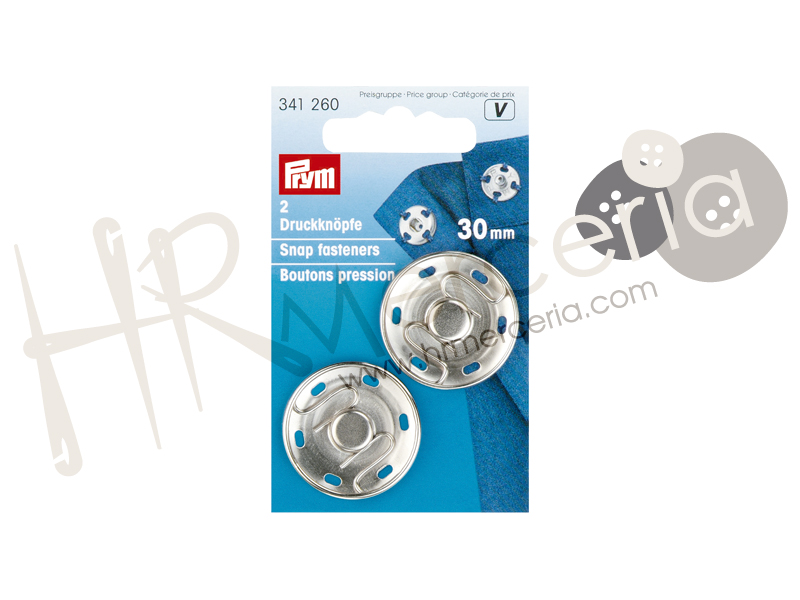 Broche presion plateado 30 mm Prym 2 pz.
