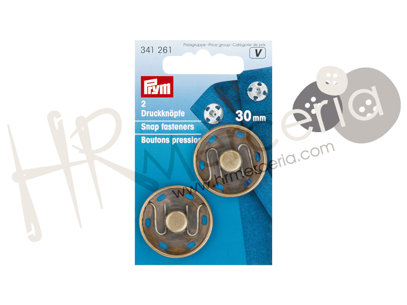 Broche presion pavonado 30 mm Prym 2 pz.