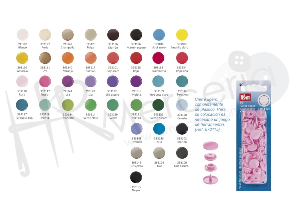 Boton presion nylon celeste Prym 30 pz