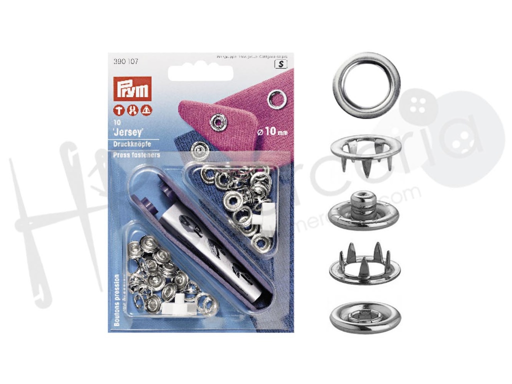 Blister Prym boton presion 10mm anillo plata