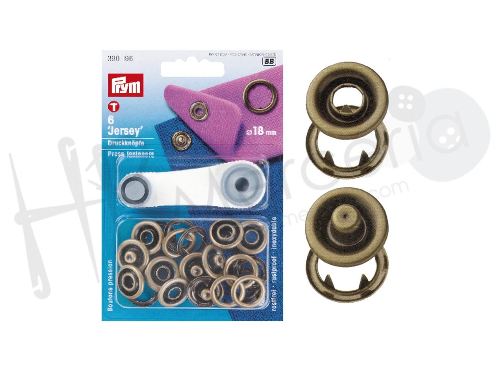 Blister Prym boton pres.18mm laton viejo