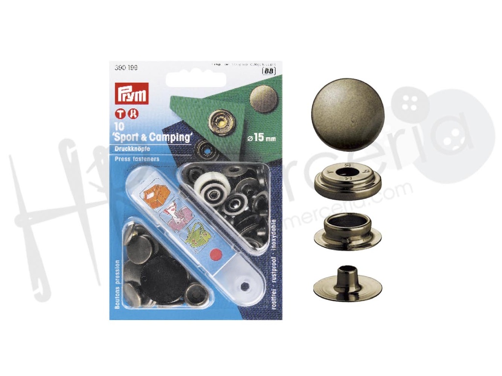 Blister Prym boton pres.15mm oro viejo