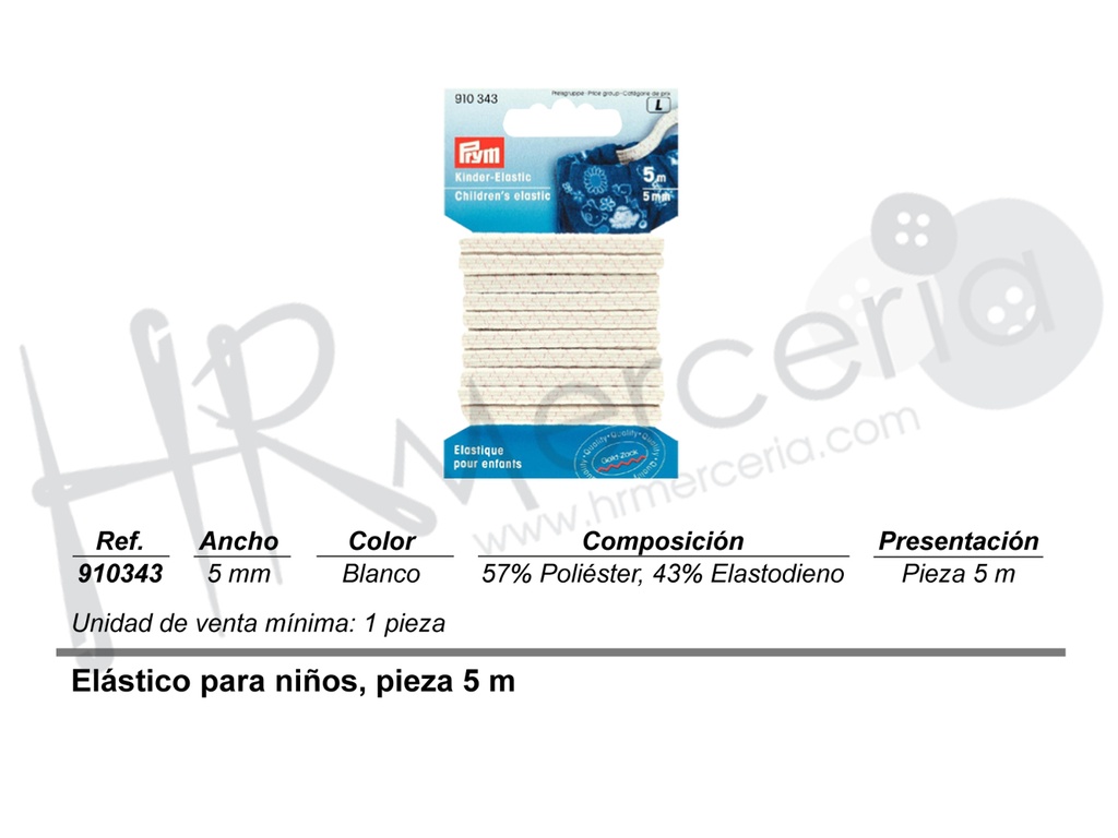 Elastico trencilla 5mm blanco 910343