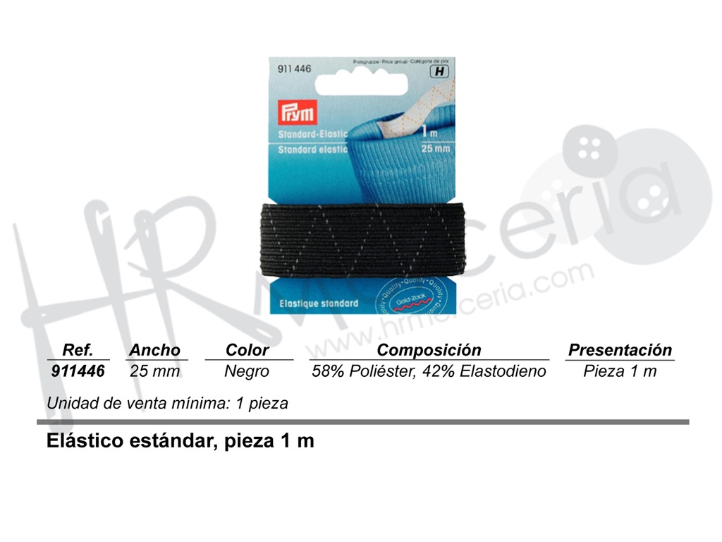 Elastico trencilla 25mm negro 911446