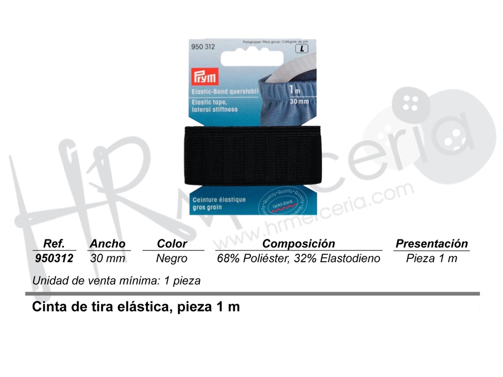 Elastico 950312 slip 30mm negro 