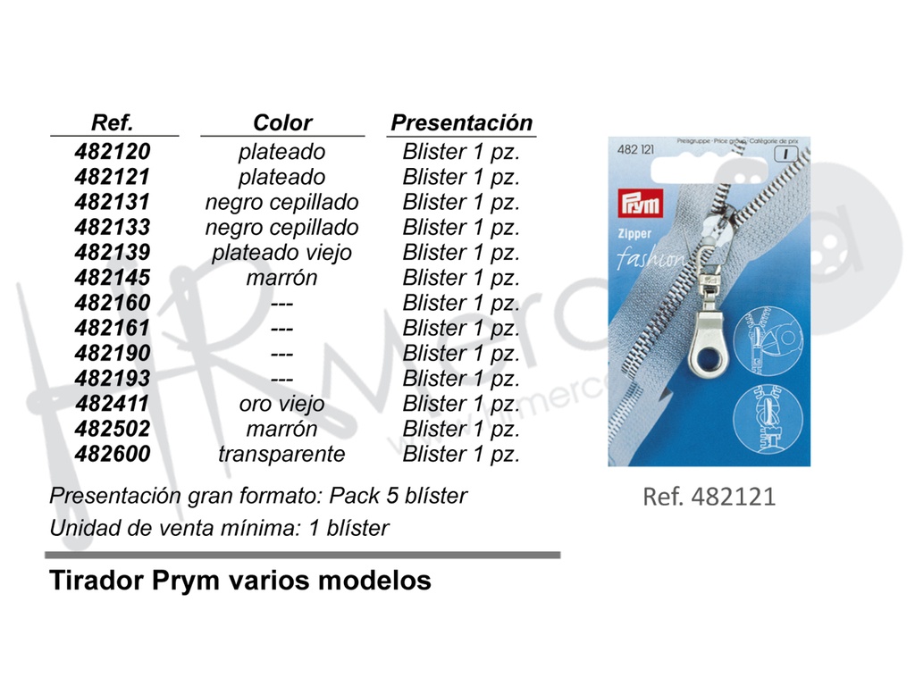 Tirador cremallera 482121 plata