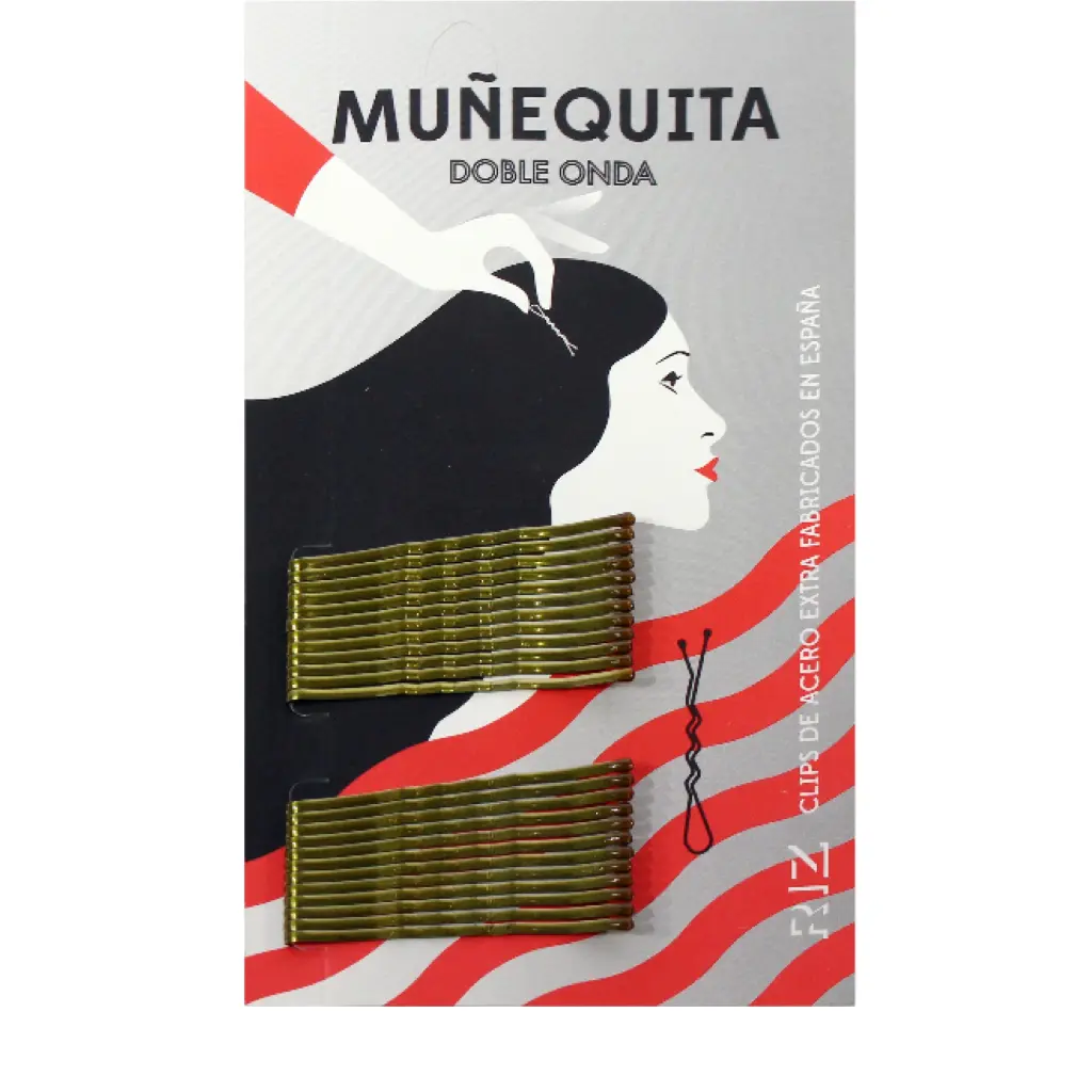 Horquilla muñequita doble onda rubio 24 pz