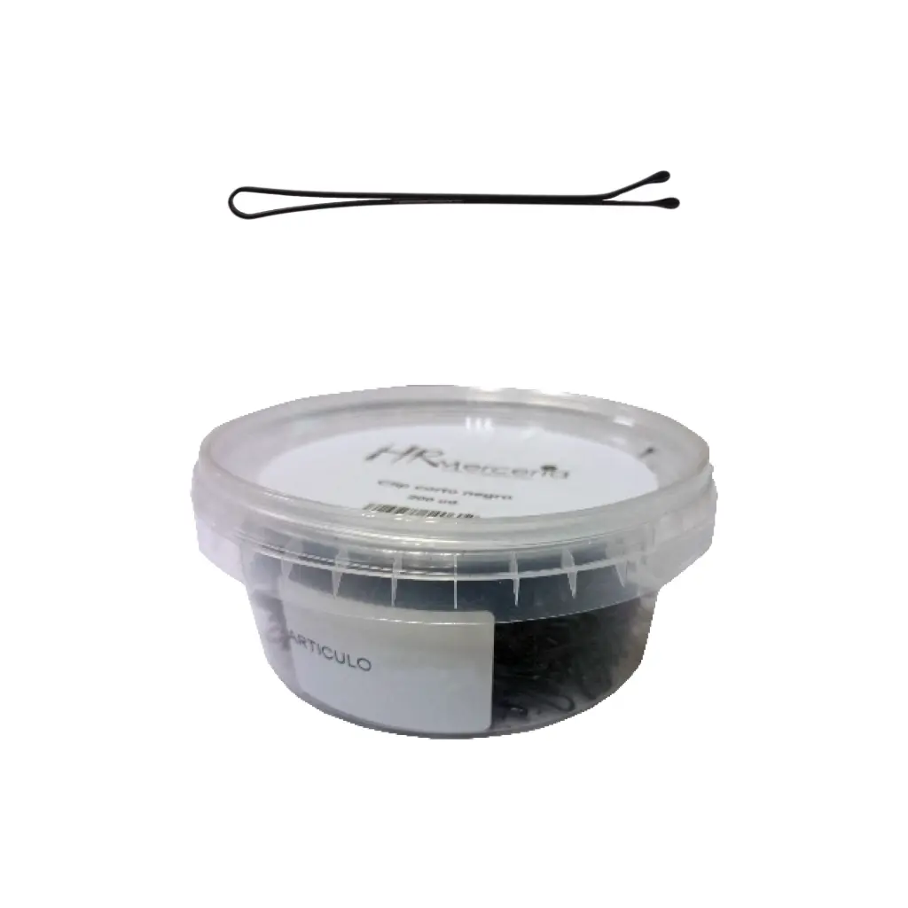 Horquilla clip larga negra pack 150 pz