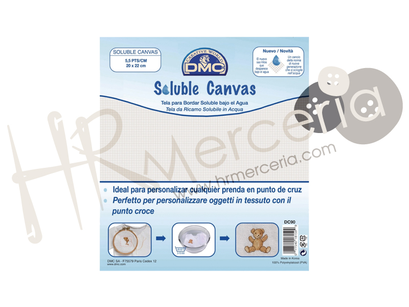 Tejido para bordar soluble al agua