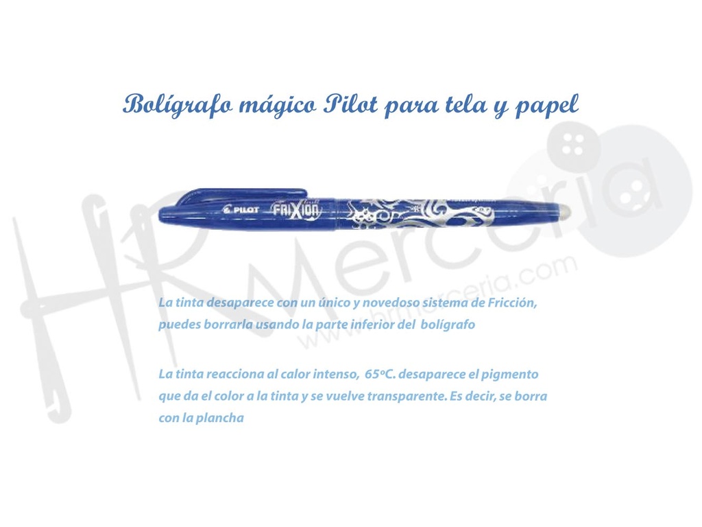 Boligrafo magico Pilot para tela y papel azul