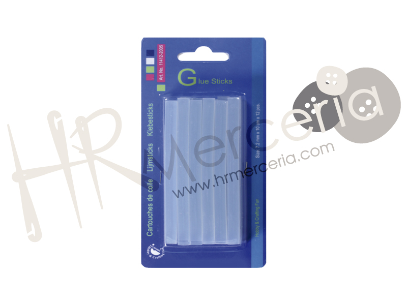 Barras silicona termofusible de 7.2mm. Pack 12 pz.