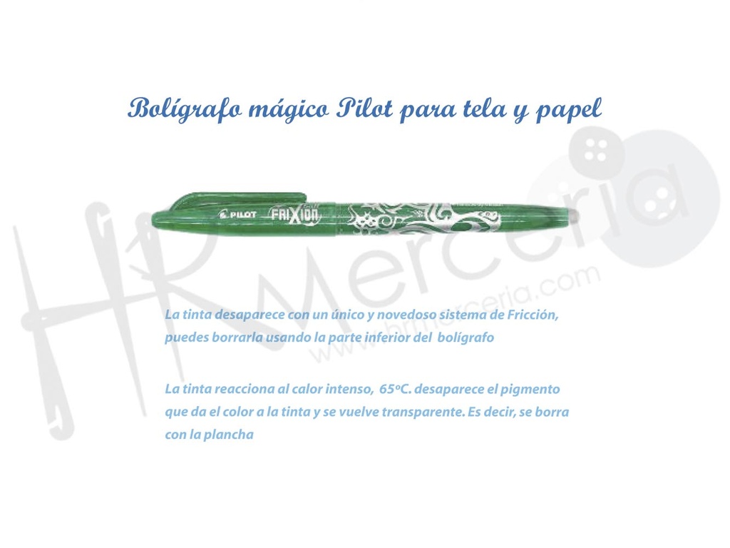 Boligrafo magico Pilot para tela y papel verde