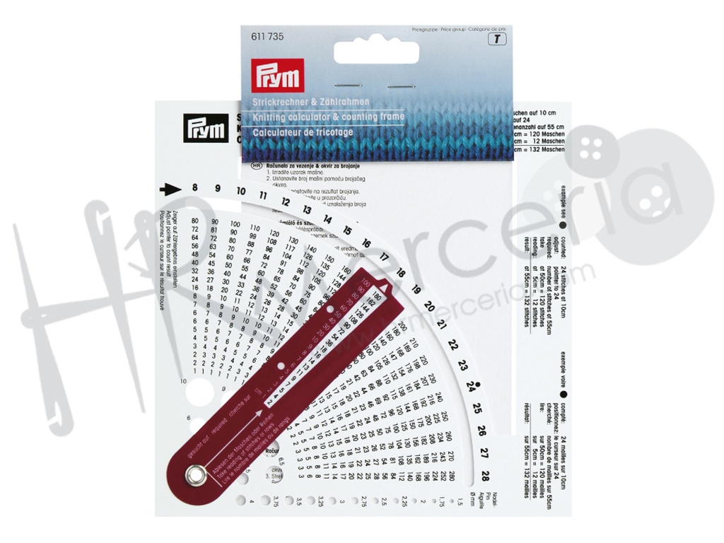 Calculador de tricotar con bastidor contador Prym