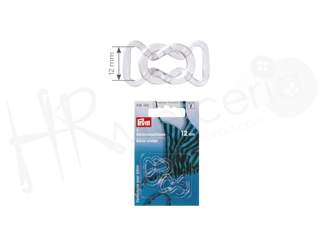 Cierre bikini plastico transp. 12mm 416152