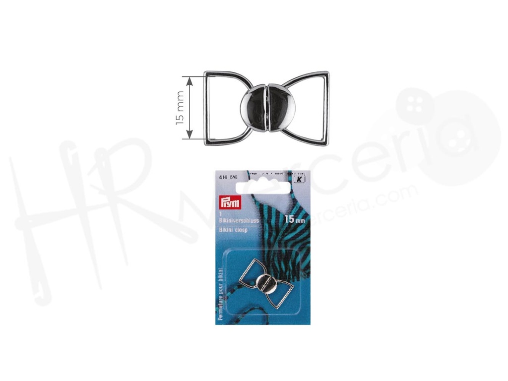 Cierre bikini metal 15 mm plata 416126