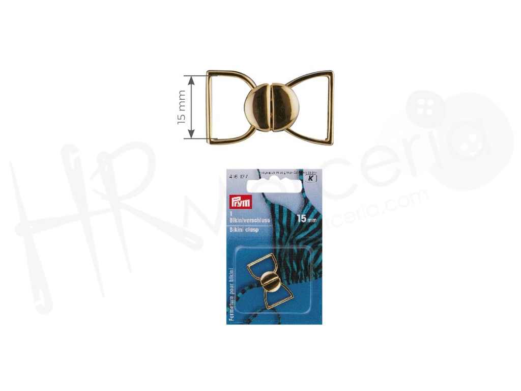 Cierre bikini metal 15 mm dorado 416127