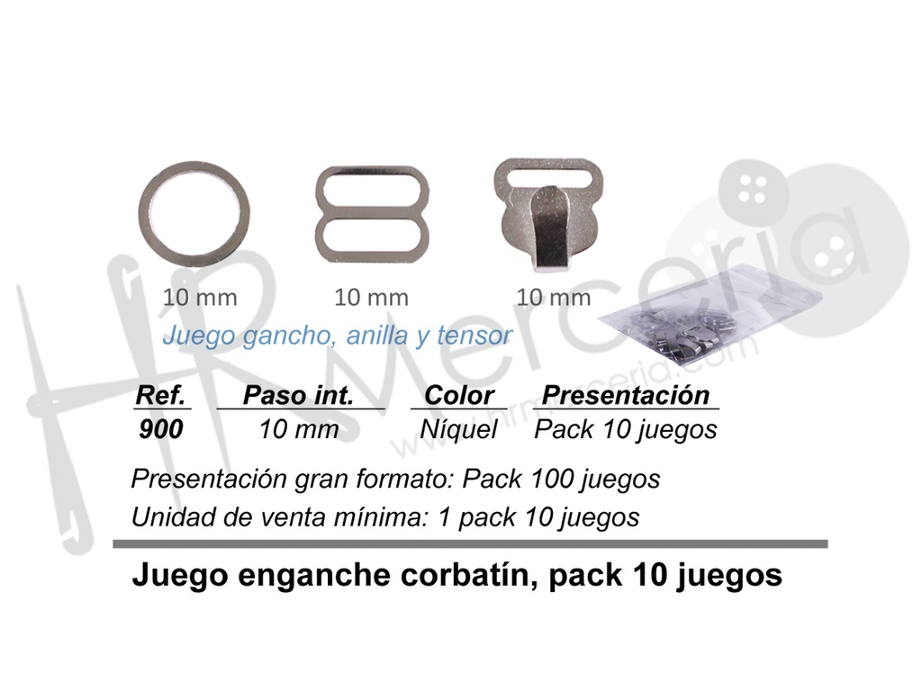 Juego enganche corbatin niquel