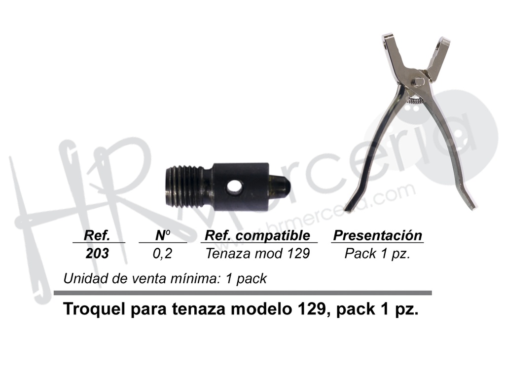 Troquel Nº 0,2 para tenaza modelo 129