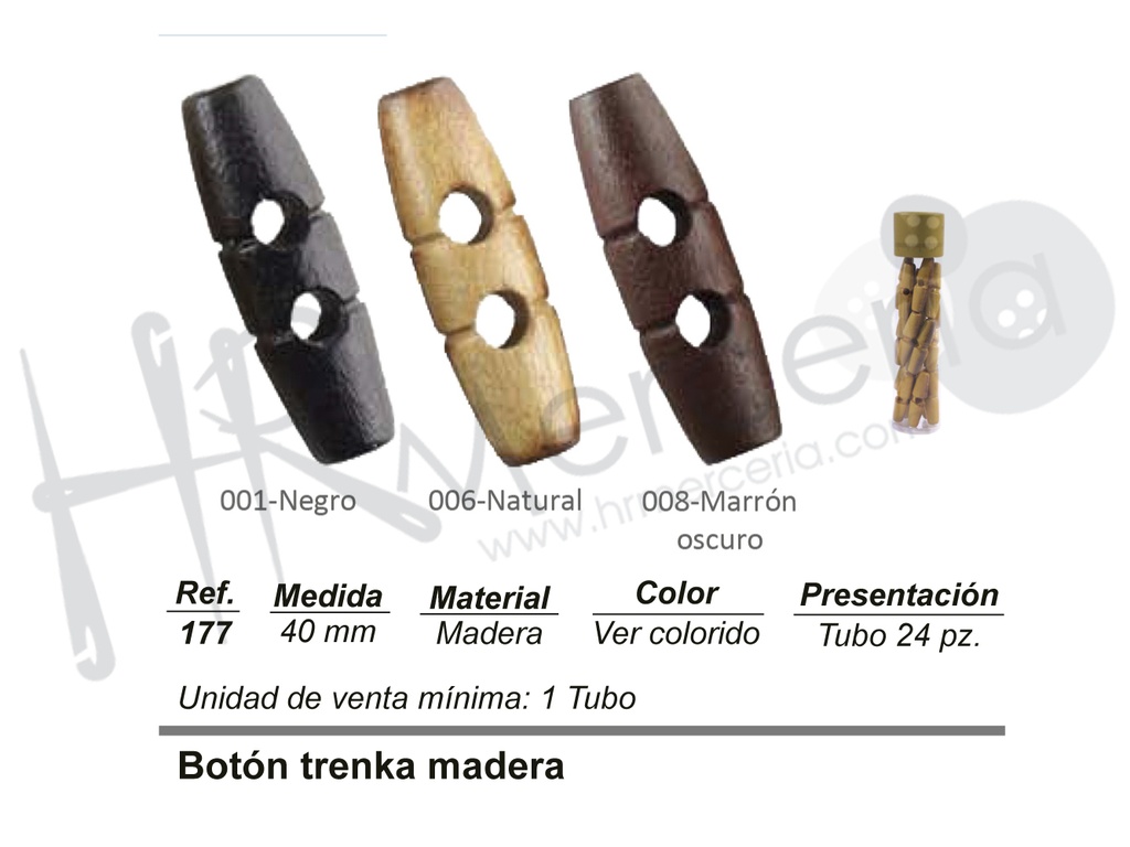 Boton trenka 40 mm madera 177