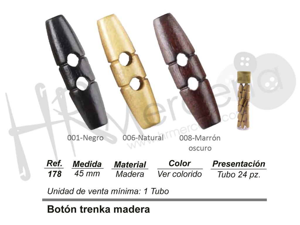Boton trenka 45 mm madera 178