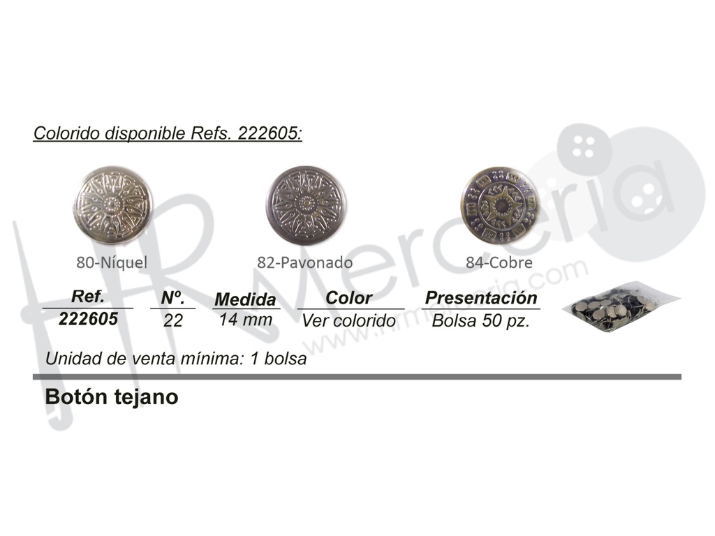 Boton vaquero laton 14 mm