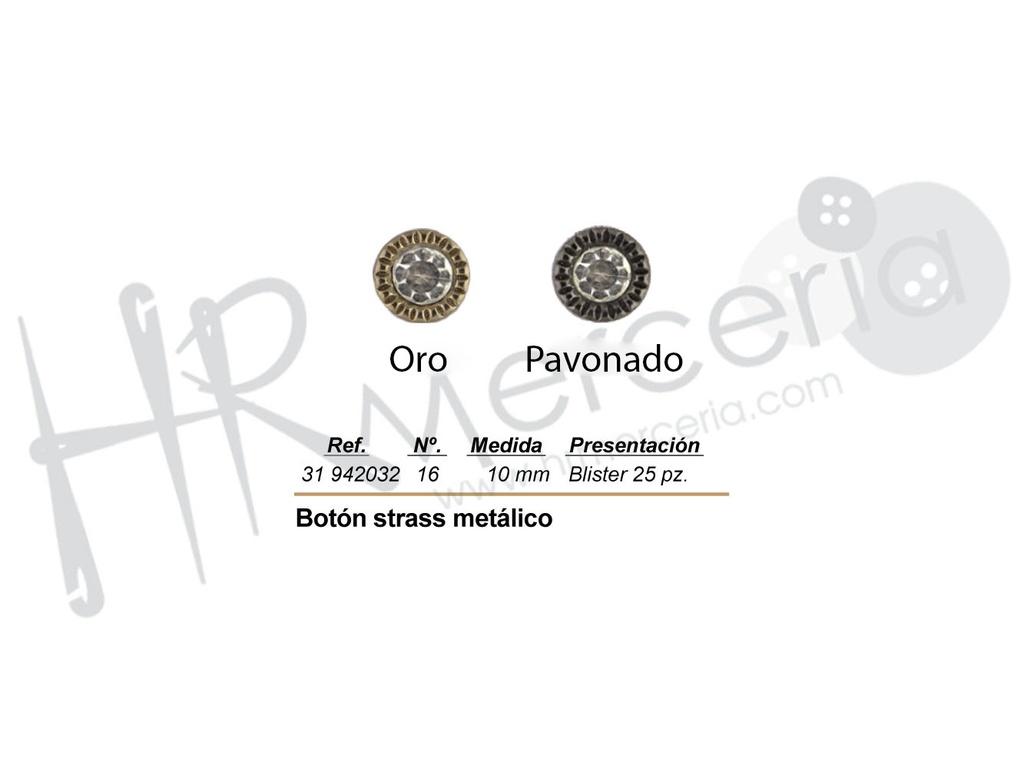 Boton metal stras 942032