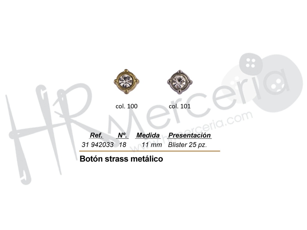 Boton metal stras 942033