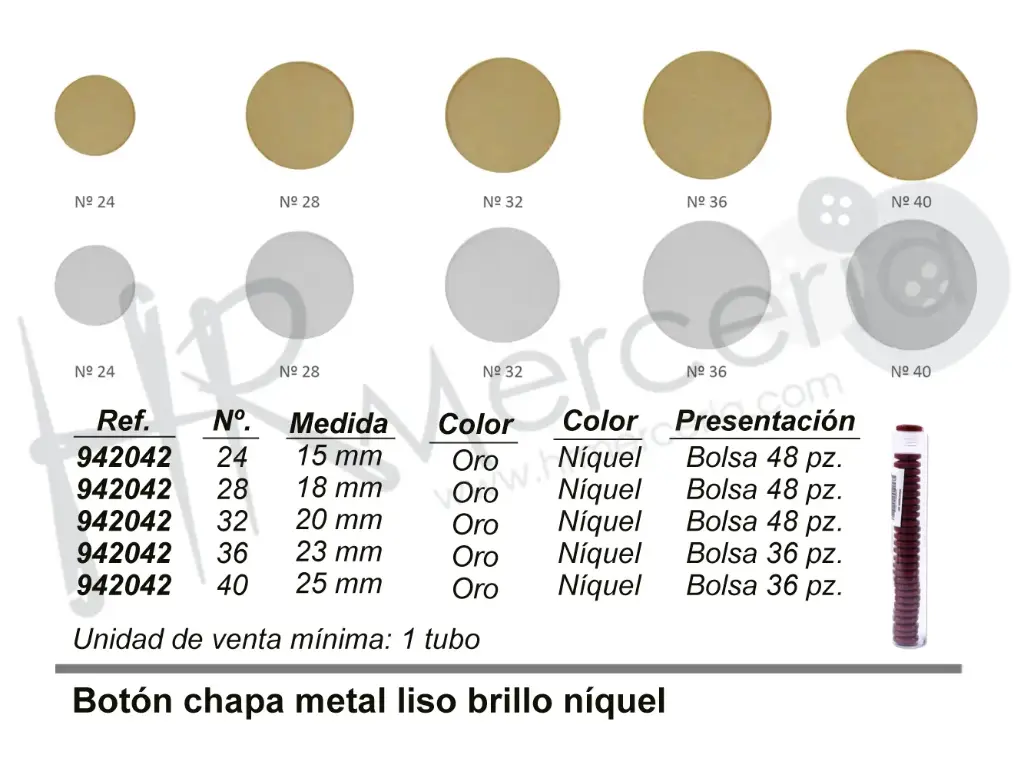 Boton chapa metal liso 942042 talla 28
