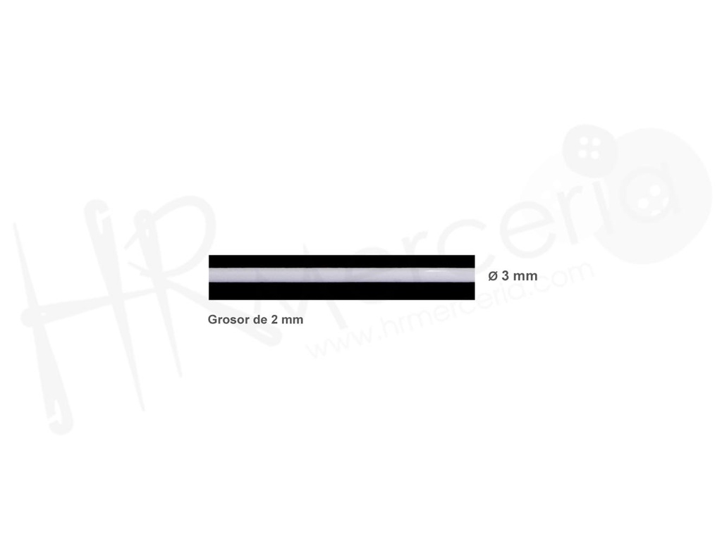 Cinta ballena redonda 3 mm blanca pza 90 mts