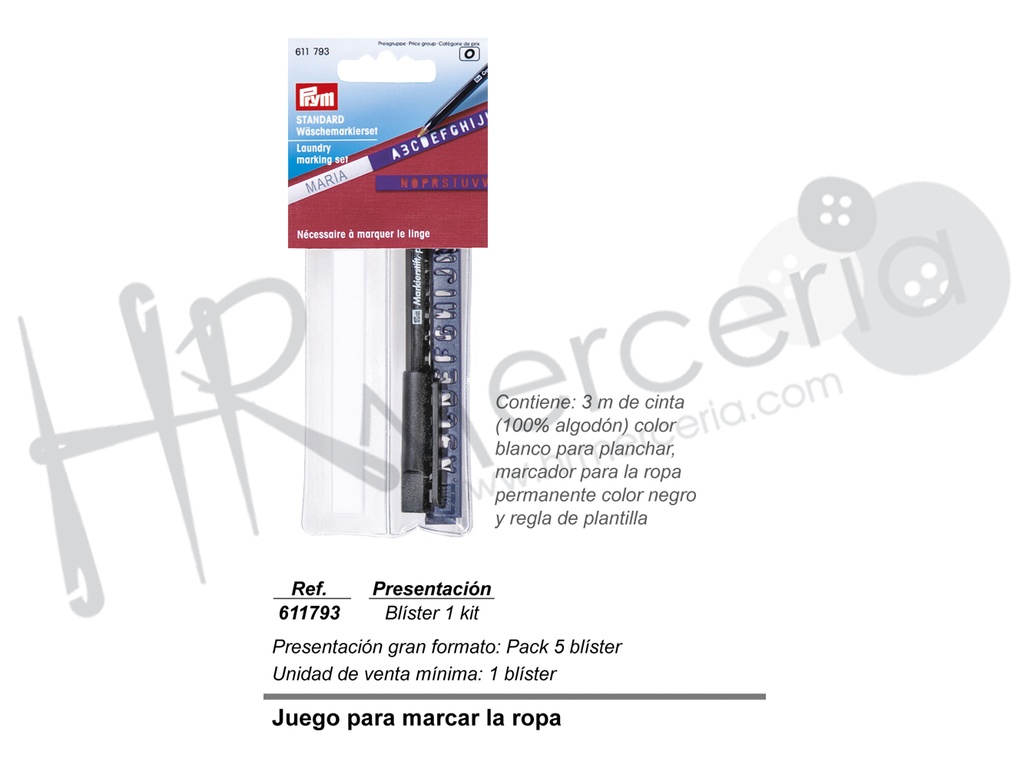 Juego 611793 para marcar ropa