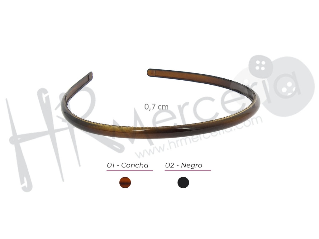 Diadema pasta 0,7cm 70015 pack 12 pz.