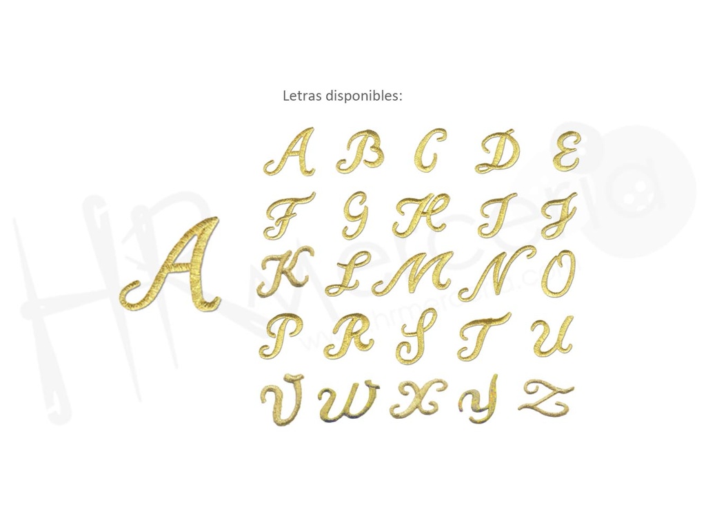 Letras oro bordadas pack 6 unid