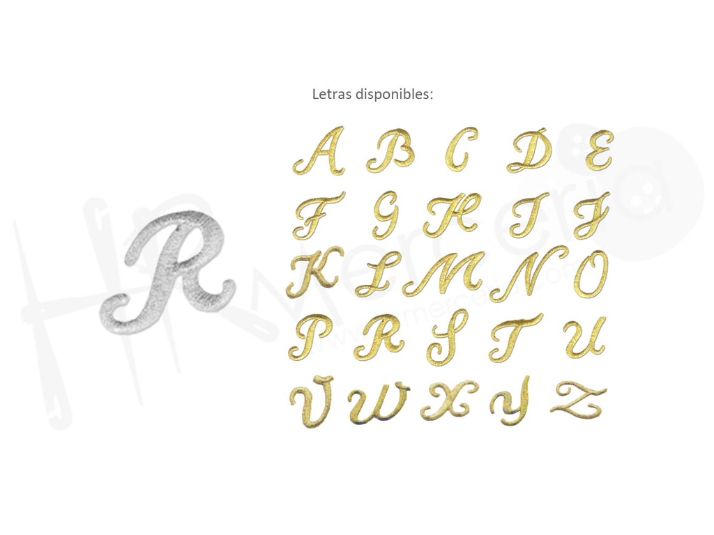 Letras plata bordadas pack 6 unid